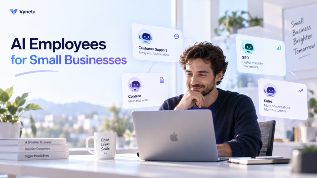 AI employees for small business supporting customer service, SEO, content and sales