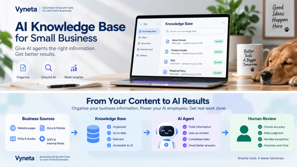 AI knowledge base for small business with documents, FAQs, processes and guidelines