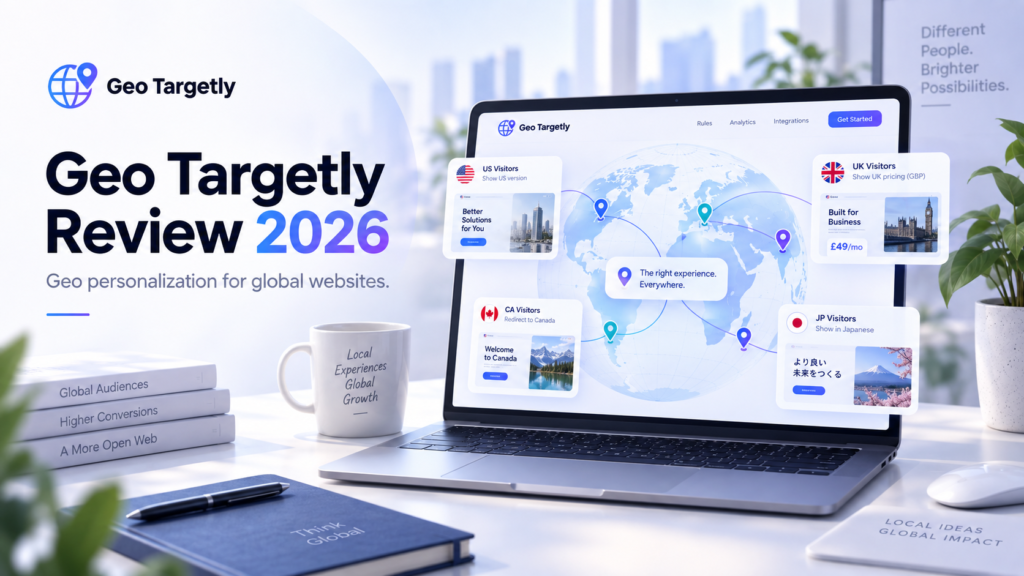 Geo Targetly Review 2026 showing location-based website personalization