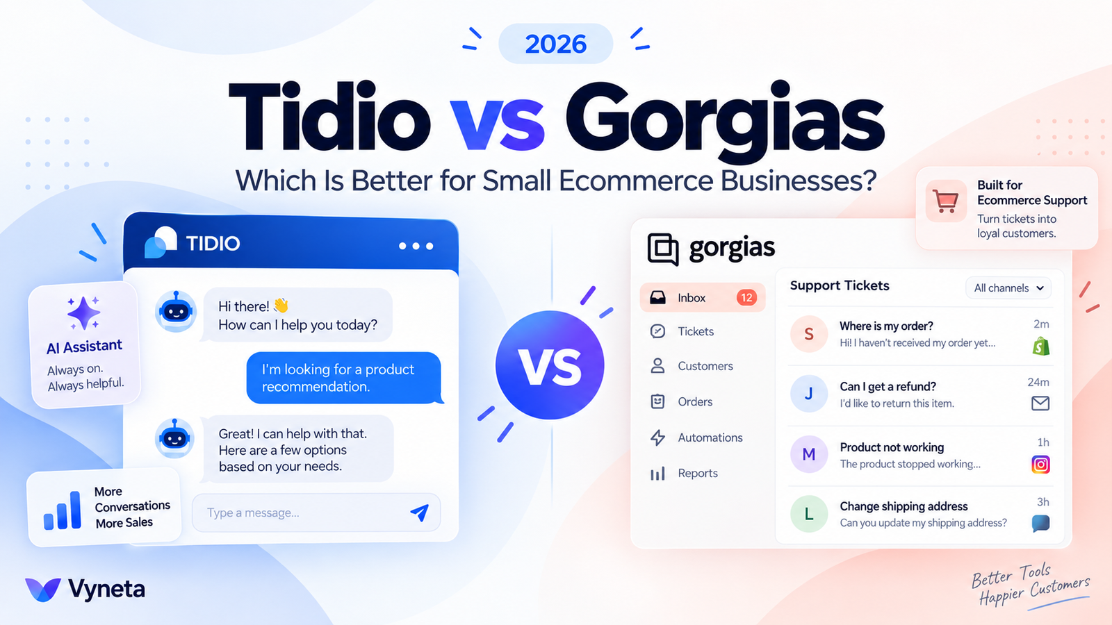 Tidio vs Gorgias 2026: Which Is Better for Small Ecommerce Businesses?